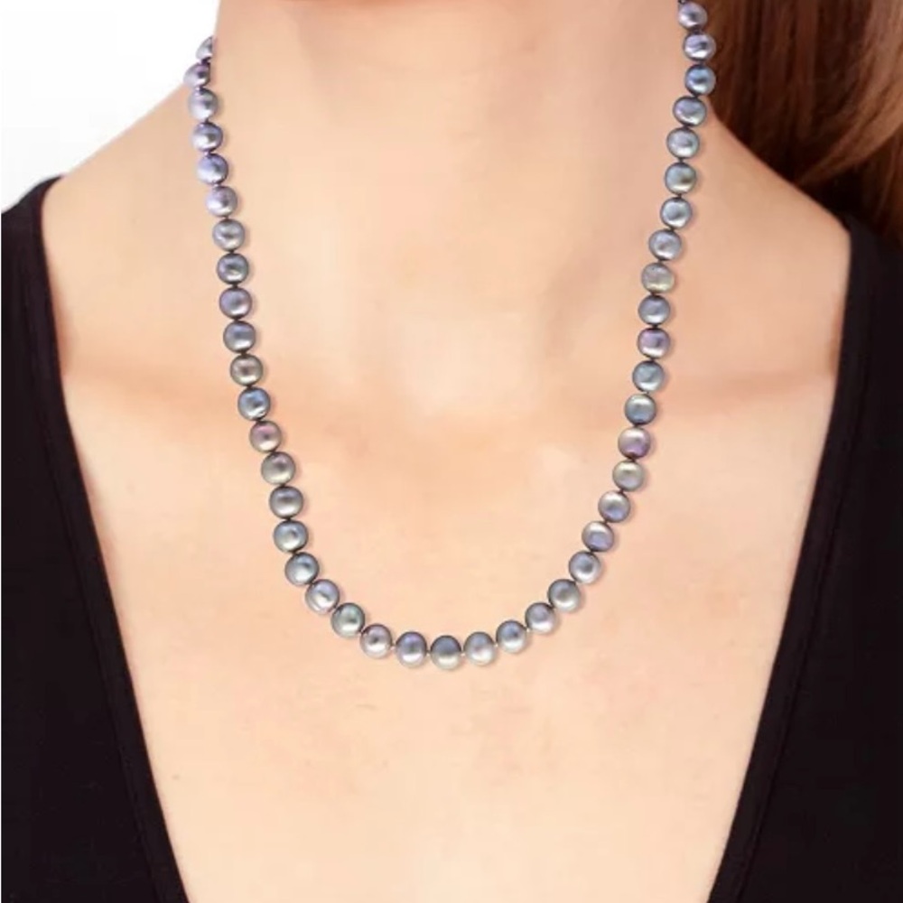 Effy Silver/Gray Cultured Freshwater Pearl Necklace Classic 18" Strand Design - Picture 2 of 5